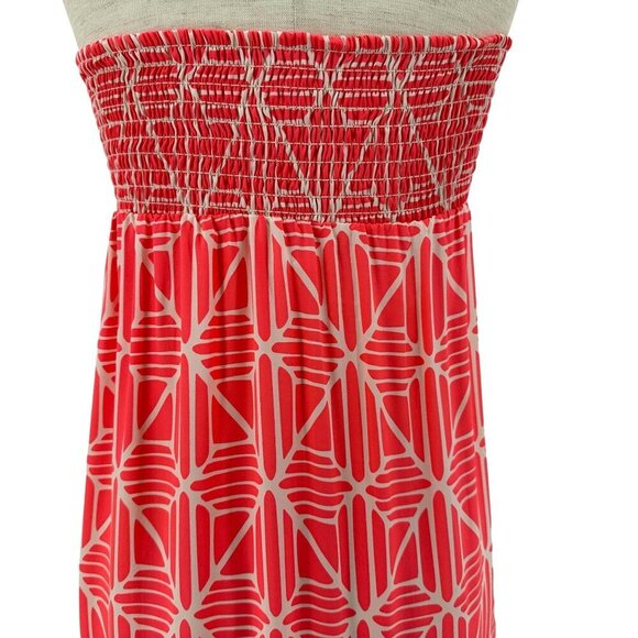Alice & Trixie Silk Strapless Geometric Neon Pink Cream Maxi Dress Small - Picture 5 of 8